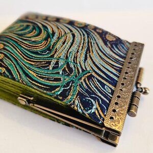 Cathayana RFID credit card holder; peacock feather design. 4x3